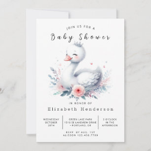 Invitación Feliz Personalizado Swan Baby Shower