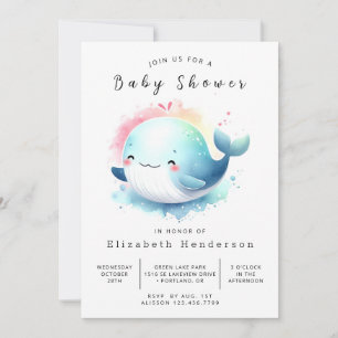 Invitación Feliz Personalizado Whale Baby Shower