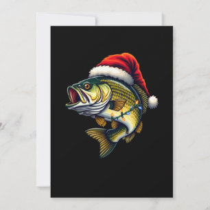 Invitación Feliz Pescado de Navidad Santa Amantes de la Pesca