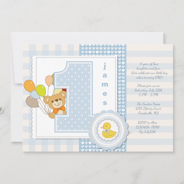 Invitación Feliz primer cumpleaños (Anverso)