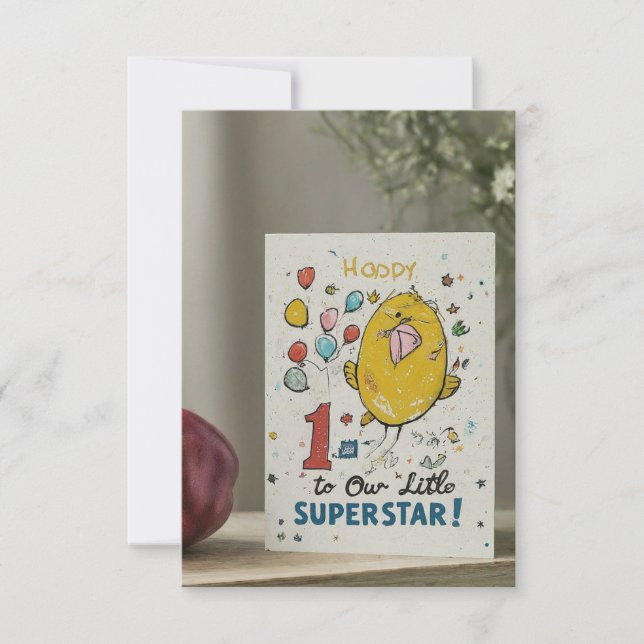 Invitación "¡Feliz primer cumpleaños a nuestra pequeña supere (Anverso)