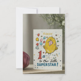 Invitación "¡Feliz primer cumpleaños a nuestra pequeña supere