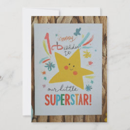 Invitación "¡Feliz primer cumpleaños a nuestra pequeña supere