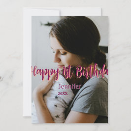 Invitación Feliz primer cumpleaños niños bebé madre naranja r