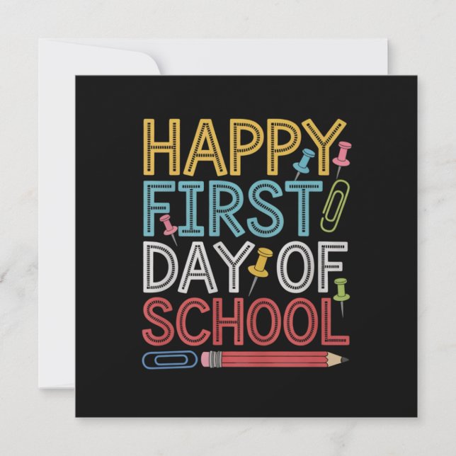 Invitación Feliz Primer Día De Escuela De Vuelta A La Escuela (Anverso)
