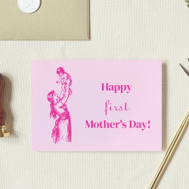 Invitación Feliz primer Día de la Madre - ¡Es un chica! Tarje (Subido por el creador)