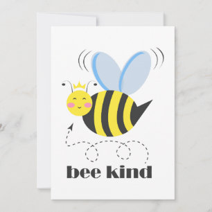 Invitación Feliz princesa de abejas con corona y lema Bee Kin