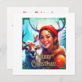 INVITACIÓN FELIZ REINDEDOR DE NAVIDAD CON FELIZ CHICA