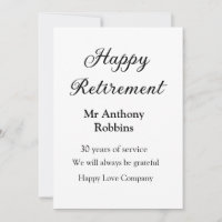Feliz retiro añadir nombre años de servicio jubila