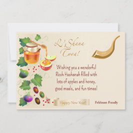 Invitación Feliz Rosh Hashanah Año Nuevo judío Miel y Apple