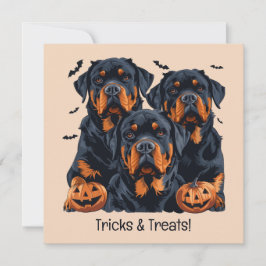 Invitación Feliz Rottweiler de Halloween perros Jack O Lanter
