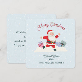 Invitación Feliz Santa, Navidades azul claro