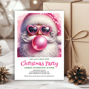 Invitación Feliz Santa rosa burbuja de chicle acuarela Navida