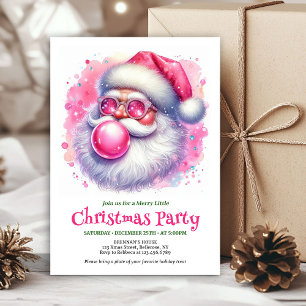 Invitación Feliz Santa rosa chicle acuarela Navidad