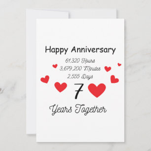 Invitación Feliz sétimo aniversario - 7 años juntos