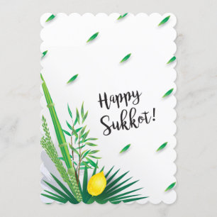 Invitación Feliz Sukkot Lulav y Etrog Acuarela
