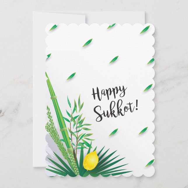 Invitación Feliz Sukkot Lulav y Etrog Watercolor (Anverso)