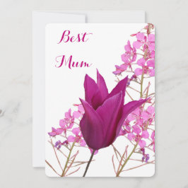 Invitación Feliz tulipán rosa de la madre, hermosa floral