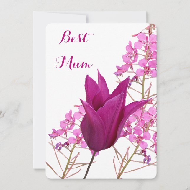 Invitación Feliz tulipán rosa de la madre, hermosa floral (Anverso)