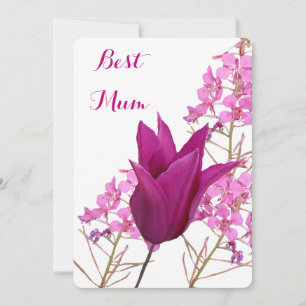 Invitación Feliz tulipán rosa de la madre, hermosa floral