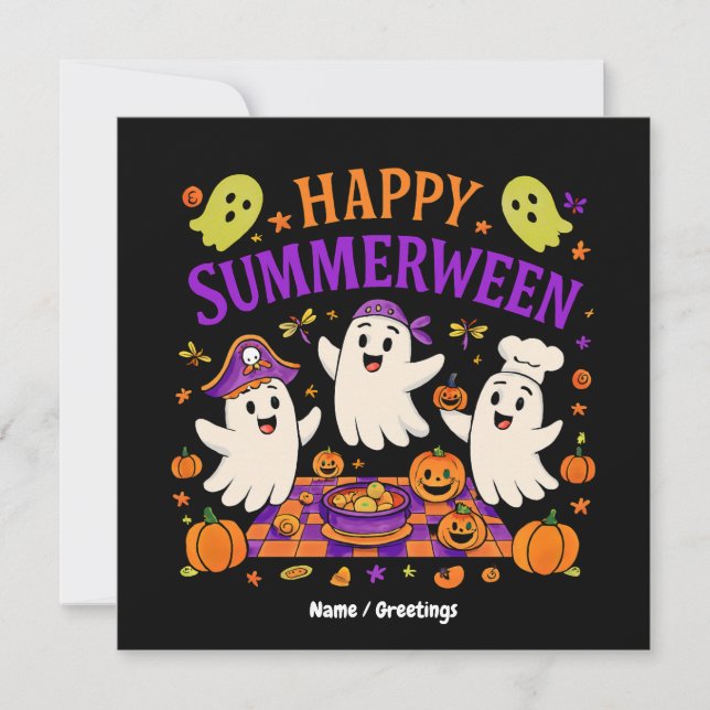 Invitación Feliz verano entre Halloween Fantasma de verano (Anverso)