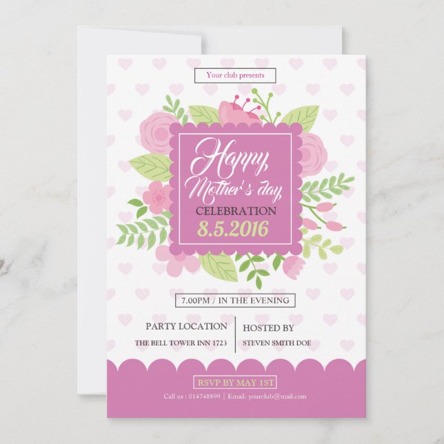 Invitación Feliz Volante del Día de la Madre (Anverso)