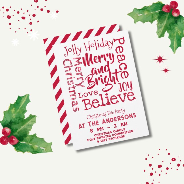 Invitación Feliz y brillante otros Navidades diciendo rojo (Subido por el creador)