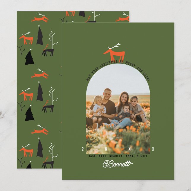 INVITACIÓN FELIZ Y CIERVO NAVIDAD (Anverso / Reverso)