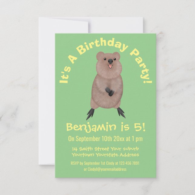 Invitación Feliz y lindo diseño de personalizados de quokka (Anverso)