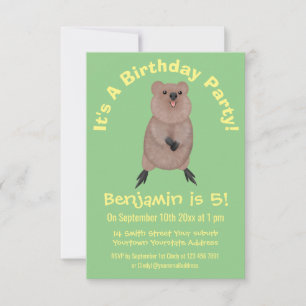 Invitación Feliz y lindo diseño de personalizados de quokka