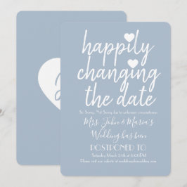 Invitación Felizmente Cambiando la Fecha Bodas Azul Rosado