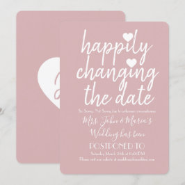 Invitación Felizmente cambiando la fecha Bodas Rosa sonrojado
