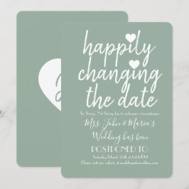 Invitación Felizmente cambiando la fecha Sage verde nupcial
