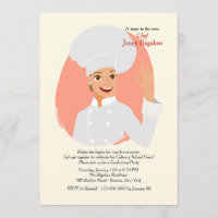 Invitación femenina de la graduación del cocinero