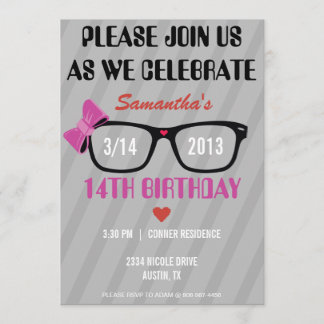 Invitación femenina del cumpleaños de los vidrios