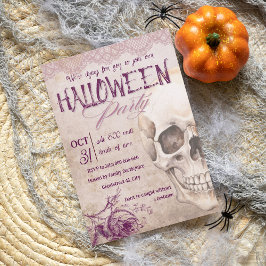 Invitación Femenina fiesta de halloween para adultos de cráne
