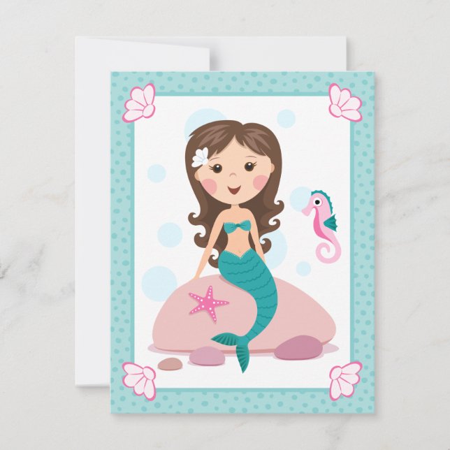 Invitación femenina linda del cumpleaños del chica (Anverso)