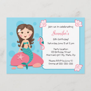 Invitación femenina linda del cumpleaños del chica