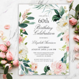 Invitación Femenina Rosa de Rubor Floral Fiesta de cumpleaños