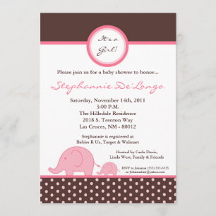 invitación femenina rosada de Baby Shower del