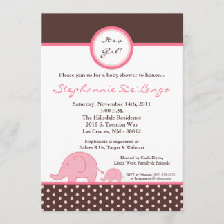invitación femenina rosada de Baby Shower del