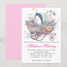 Femenino Rubor Rosa Floral Buggy Cochecito de Bebé