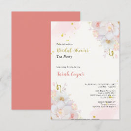 Invitación Feminación Rubor Gold Floral Bridal Shower Tea Fie