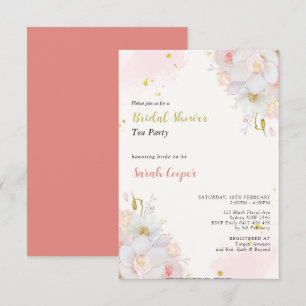 Invitación Feminación Rubor Gold Floral Bridal Shower Tea Fie