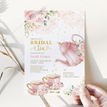 Invitación Feminine Blush Gold Floral Bridal Shower Tea Party<br><div class="desc">Tea party themed bridal shower invite. Click the "customize further" button if you wish to re-arrange and format the style and placement of the text. Comes with a matching floral pattern backside.</div>