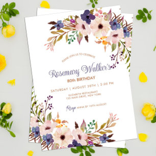 Invitación Feminine Floral Adulto Femenino Boho