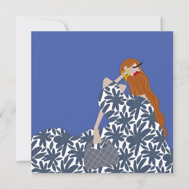 Invitación Feminine Floral Garden Fiesta Ilustracion de moda (Anverso)