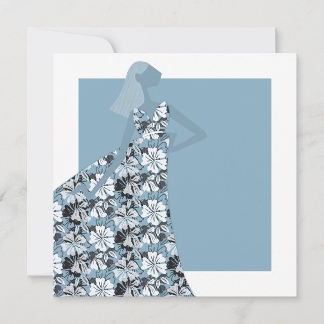 Invitación Feminine Floral Garden Fiesta Ilustracion de moda (Anverso)