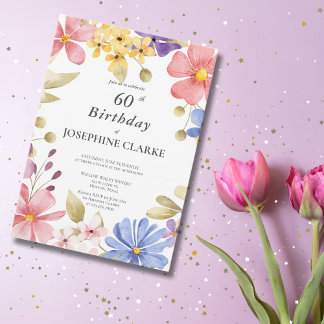 Invitación Feminine Floral Wreath Fiesta de cumpleaños número