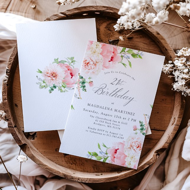 Invitación Feminine Pink Roses Floral 21ª Fiesta de cumpleaño (Subido por el creador)